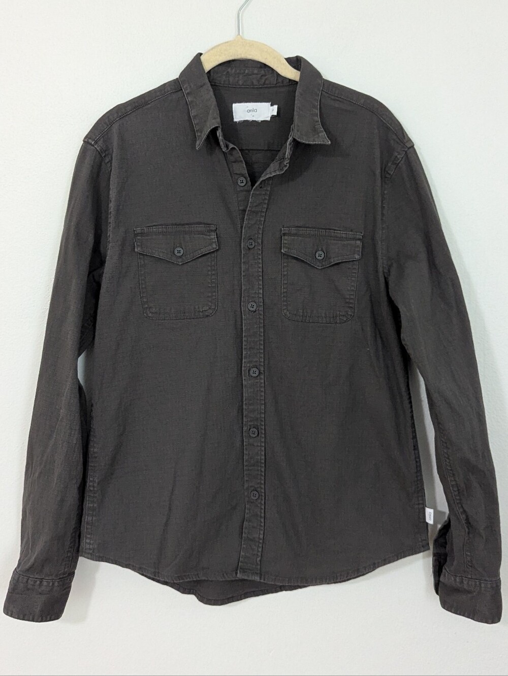 Onia All Terrain Ripstop Button Front Casual Shirt Pockets Green Small S